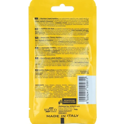 VITALCARE NUTRITIVE MASCHERA NUTRE E RISTRUTTURA CAPELLI SECCHI-SPENTI BUSTINA MONODOSE 25 ML