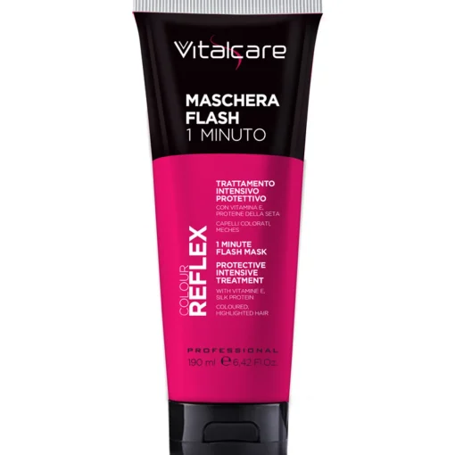 VITALCARE REFLEX COLOUR MASCHERA FLASH 1 MINUTO TRATTAMENTO INTENSIVO PROTETTIVO CAPELLI COLORATI, MECHES TUBO 190 ML