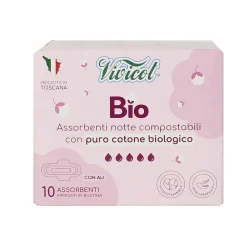 VIVICOT BIO ASSORBENTI COMPOSTABILI NOTTE CON ALI RIPIEGATO IN BUSTINE 10 PZ