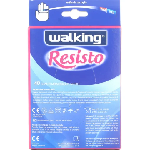 WALKING GUANTO IN NITRILE RESISTO USA E GETTA 40 PZ.SMALL/MEDIUM