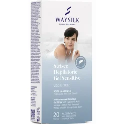 WAYSILK STRISCE DEPILATORIE GEL SENITIVE VISO e COLLO 20 PZ + 4 SALVIETTE POST DEPILAZIONE