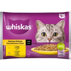 WHISKAS CORE 1+ SELEZIONE DELICATA BUSTA 4x85gr POLLO, TACCHINO IN SALSA