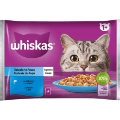 WHISKAS CORE 1+ SELEZIONE PESCE BUSTA 4x85gr SALMONE, TONNO IN GELATINA