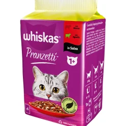 WHISKAS PRANZETTI 1+ CARNI MISTE BUSTA 6x50gr MANZO, AGNELLO IN SALSA
