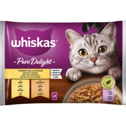 WHISKAS PURE DELIGHT TENERE DELICATEZZE BUSTA 4x85gr POLLO, TACCHINO IN GELATINA