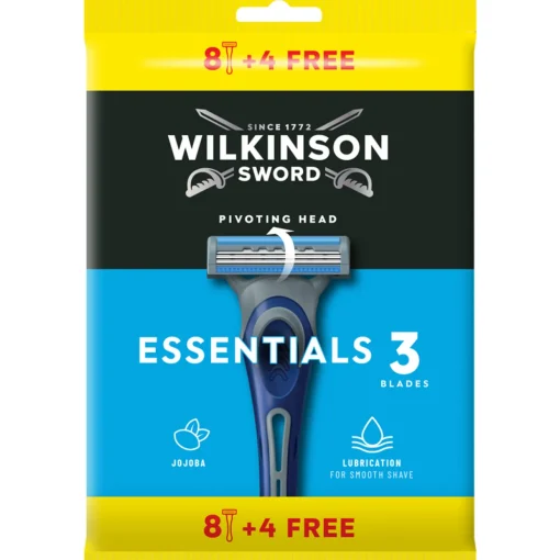 WILKINSON RASOIO EXTRA 3 ESSENTIALS 3 LAME 8 PEZZI + 4 GRATIS