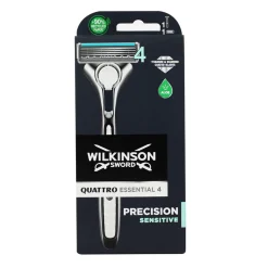 WILKINSON RASOIO QUATTRO ESSENTIAL 4 TITANIUM SENSITIVE 4 LAME MANICO + 1 RICAMBIO SUL RETRO