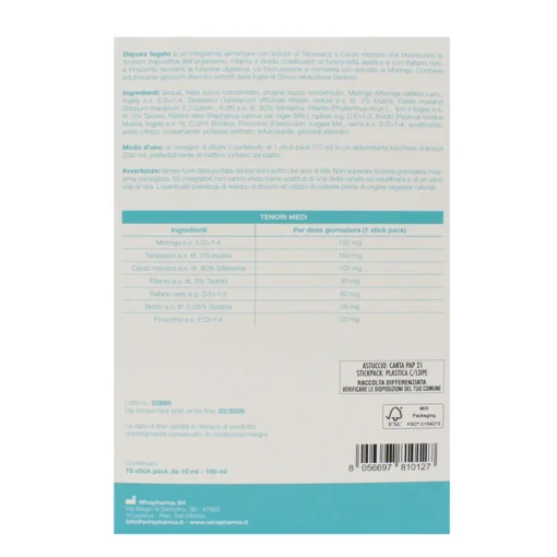 WIREPHARMA DEPURA FEGATO 10 STICKS INTEGRATORE ALIMENTARE