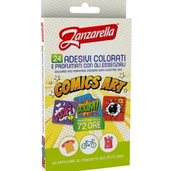 ZANZARELLA 24 ADESIVI COLORATI COMICS ART PROFUMATI CON OLI ESSENZIALI DURATA 72 ORE