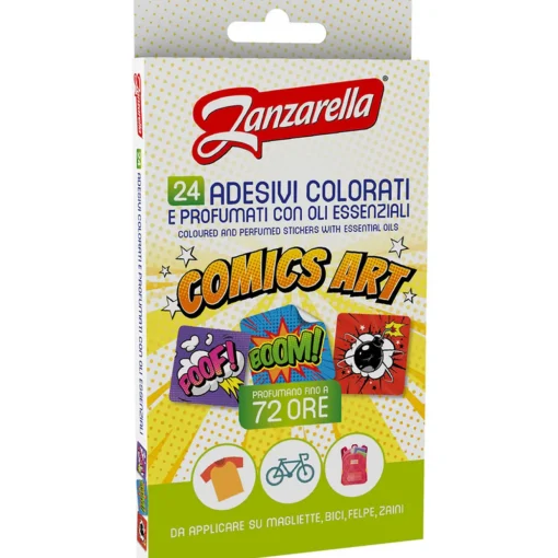 ZANZARELLA 24 ADESIVI COLORATI COMICS ART PROFUMATI CON OLI ESSENZIALI DURATA 72 ORE